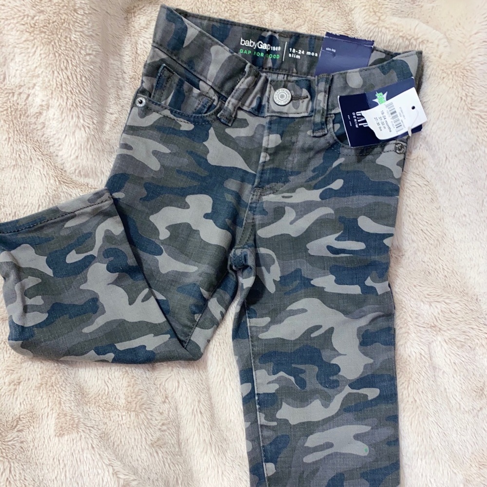 Denim army fatigue toddler pants